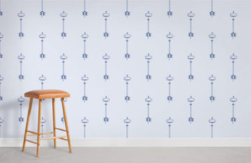Vintage Key Pattern Blue Mural Wallpaper