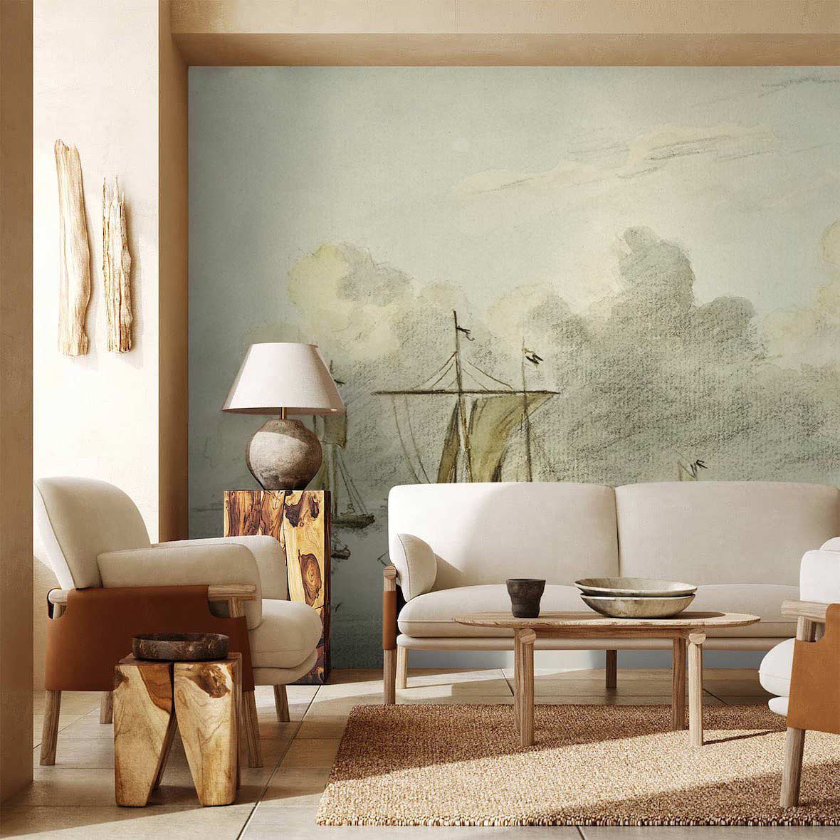 Boats Journey Wall Mural Living Room