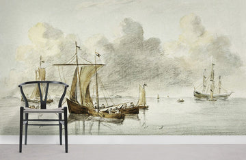 Vintage Nautical Seascape Mural Wallpaper
