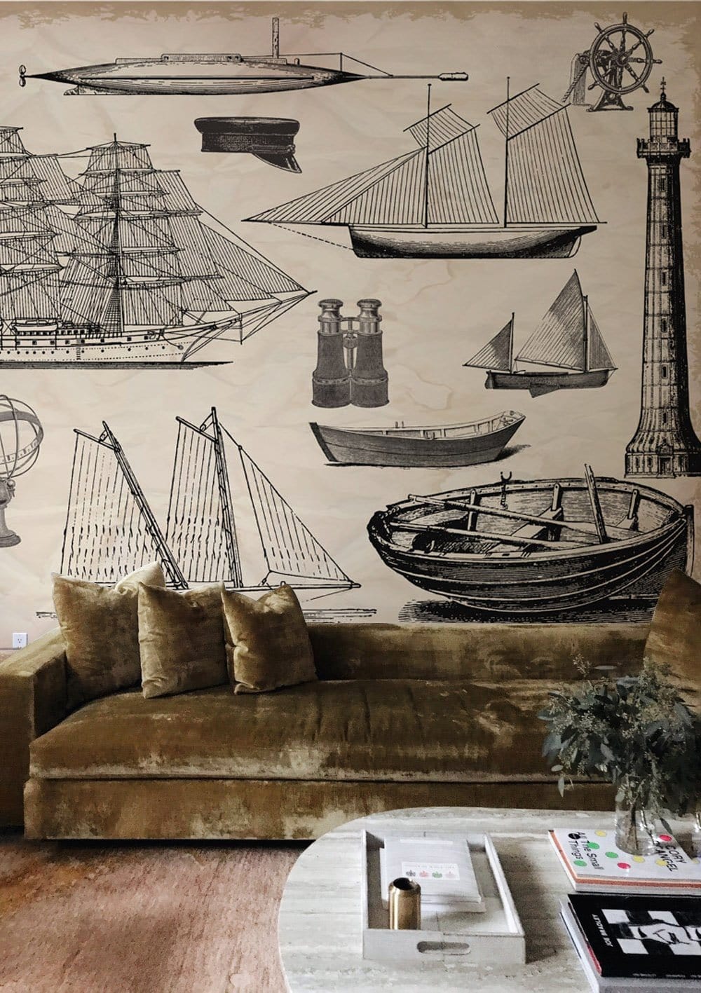 Boat Revolution Industrial Wallpaper Mural for Use as Decorating Material in the Living Room
