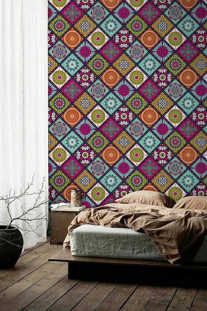 unique boho style pattern custom mural wallpaper