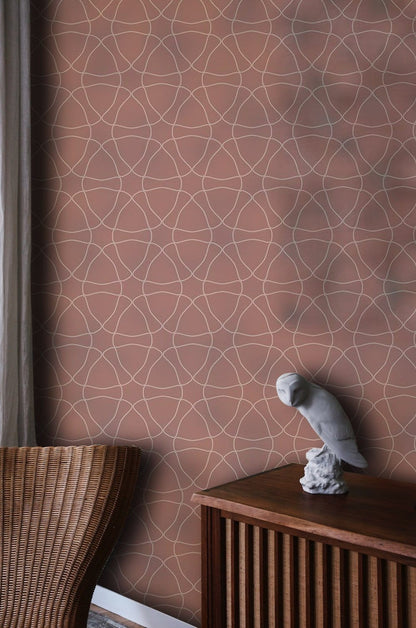 Wallpaper mural with a brick red bones pattern for use in the decor of the hallway