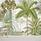 mural wallpaper featuring a botanically lovely jungle scene for interior decorating