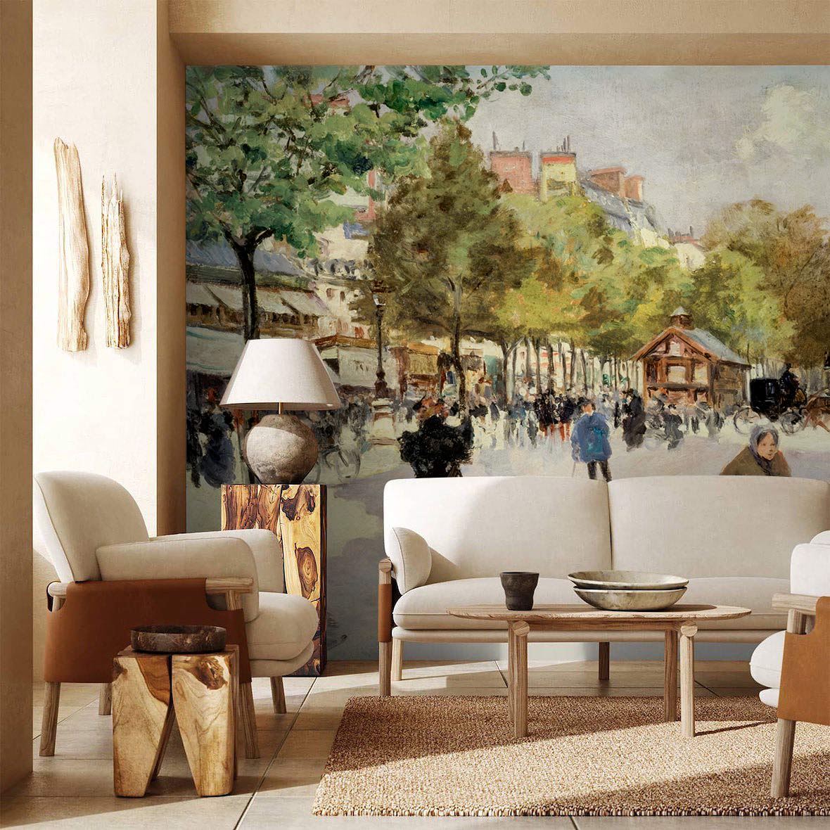 Living Room Wallpaper Mural Featuring the Boulevard de Clichy
