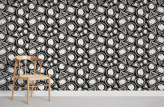 Modern Abstract Geometric Black Wallpaper Mural