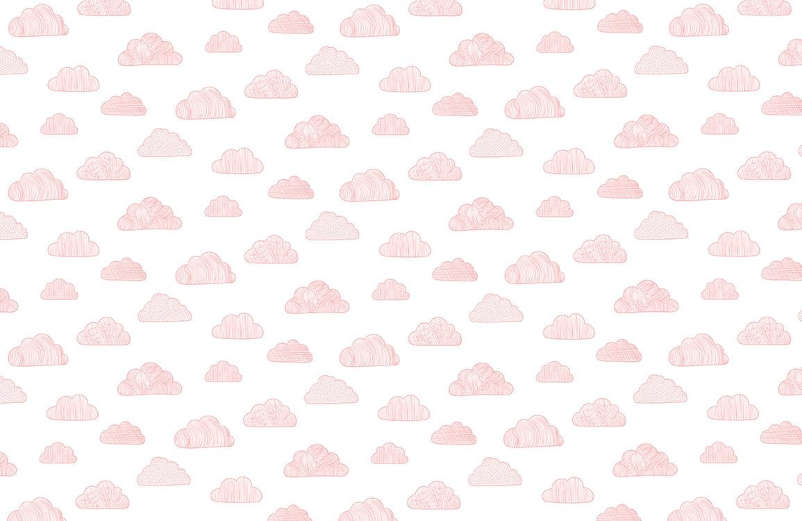 Charming Pink Clouds Children's Mural Wallpaper