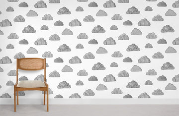 Whimsical Hand-Drawn Clouds Mural Wallpaper