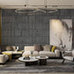 lounge design with a blank wall turned into a grey mural
