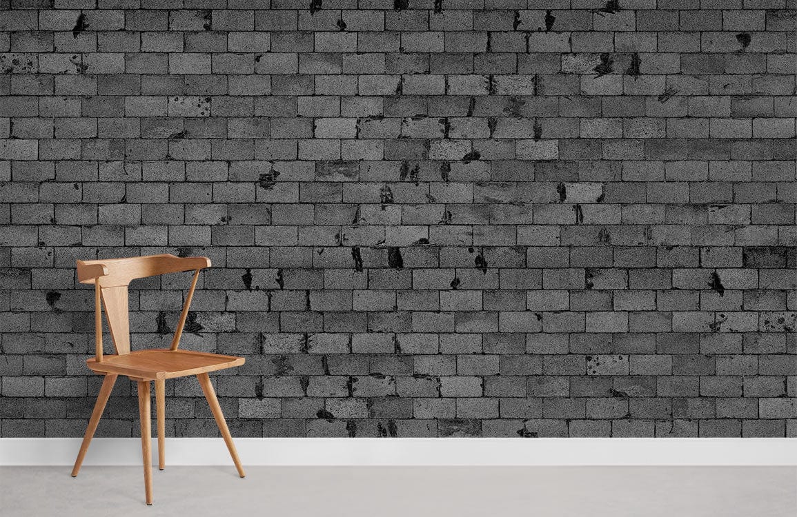 gray brick wall mural wallpaper