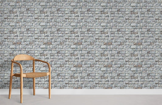 Modern Grey Brick Pattern Mural Wallpaper