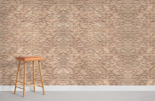 Rustic Textured Beige Brick Mural Wallpaper