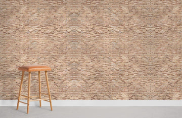 Rustic Textured Beige Brick Mural Wallpaper