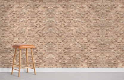 Rustic Textured Beige Brick Mural Wallpaper
