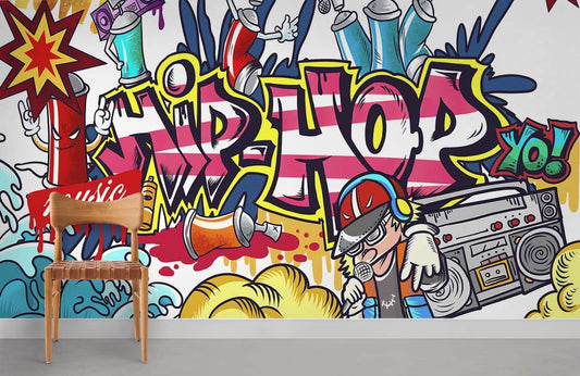Vibrant Urban Hip-Hop Wall Mural