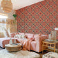 wall coverings with a repeating pattern of flowers