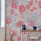 Wallpaper mural featuring a bright pink lotus flower for use as room decor