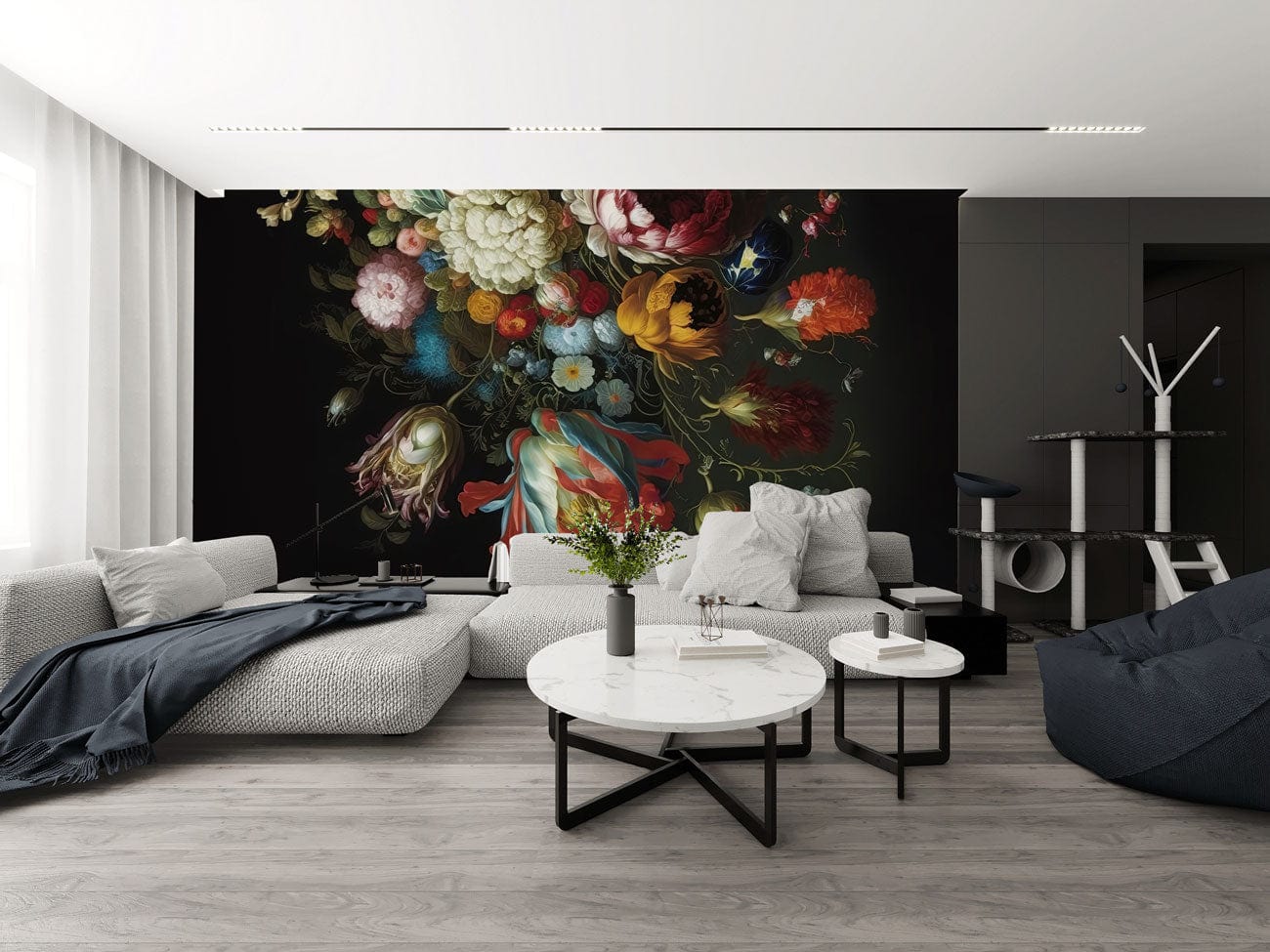Brilliant Bouquet Painting Wallpaper Mural for the Decoration of the Living Room