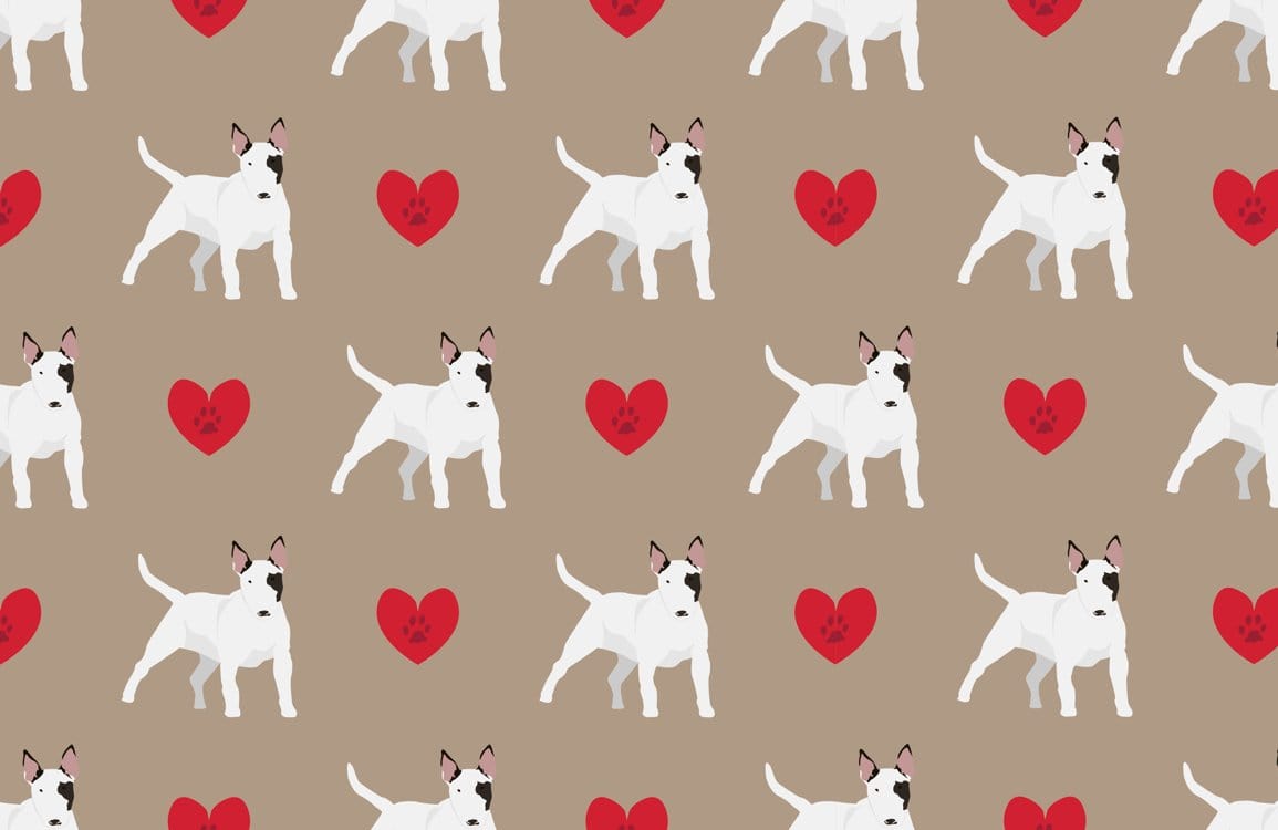 Wallpaper Mural with a Dog and a Heart for Home Decoration