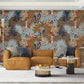 Brown Abstract Tiger Jungle Wallpaper Mural for Use as Décor in the Living Room