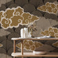 Wallpaper mural featuring brown clouds with gold stars for use in decorating the hallway.