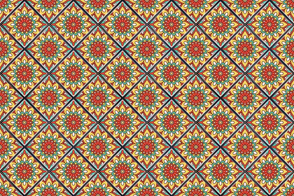 Carta da parati murale geometrica bohemien vintage