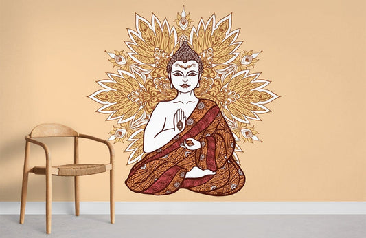 Buddha Relaxation Yellow Wallpaper Mural Room