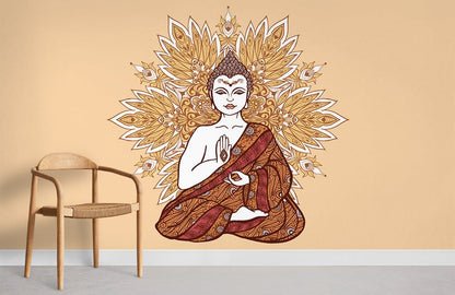 Buddha Relaxation Yellow Wallpaper Mural Room