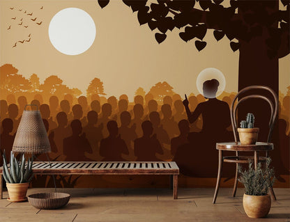 Buddha Preach Religious Wallpaper Decoration Idea