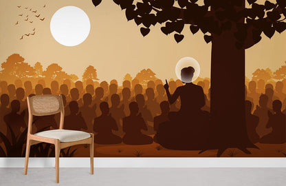 Buddha Preach Religious Wallpaper Room