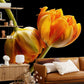Wallpaper mural with Blooming Tulips, perfect for use in Decorating the Living Room