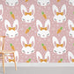 Bunny & Carrot Cartoon Animal Patern Wallpaper Art decor