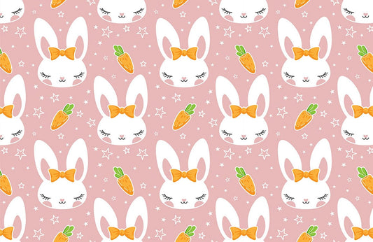 Bunny & Carrot Pattern Animal Wallpaper Custom Design