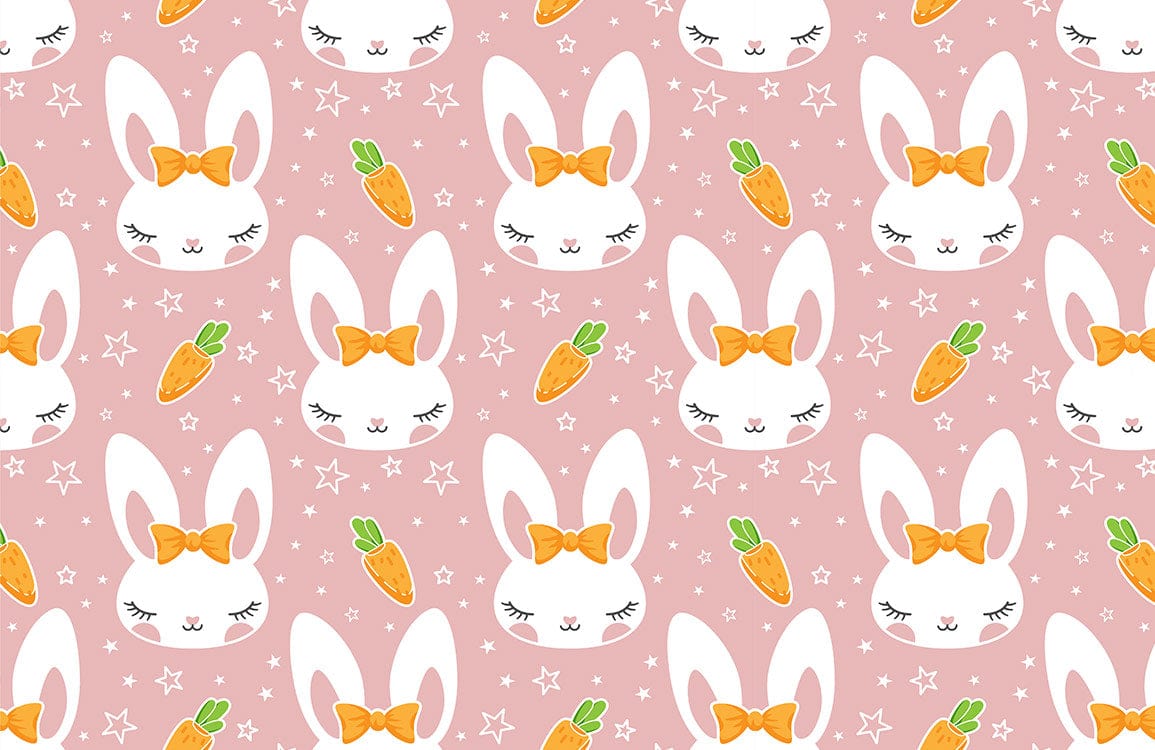 Bunny & Carrot Pattern Animal Wallpaper Custom Design