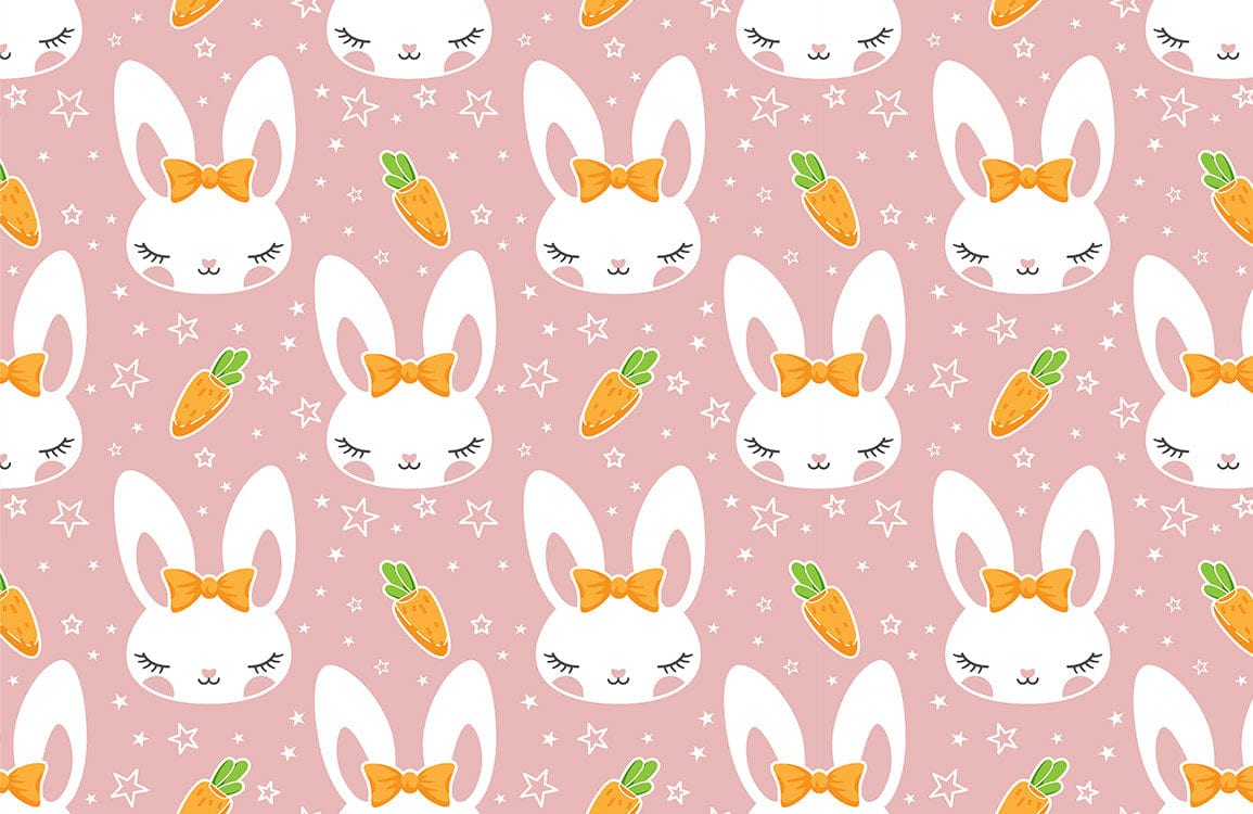 Cute Bunny Starry Kids Mural Wallpaper