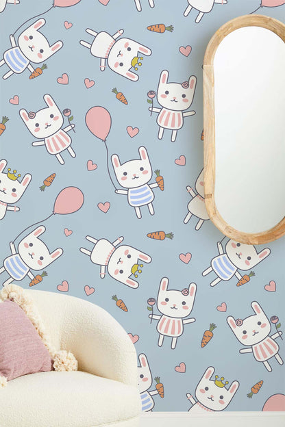 Bunny & Ballons Mural Wallpaper Home Interior Decor