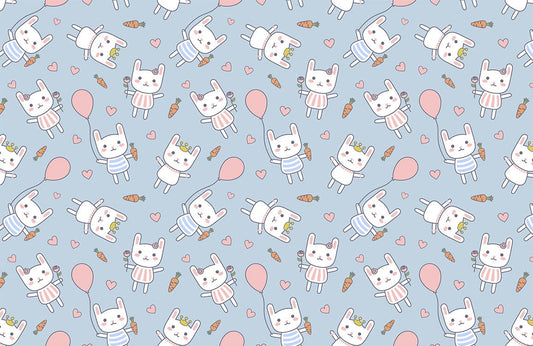 Bunny & Ballons Cartoon Animal Wallpaper Art Design