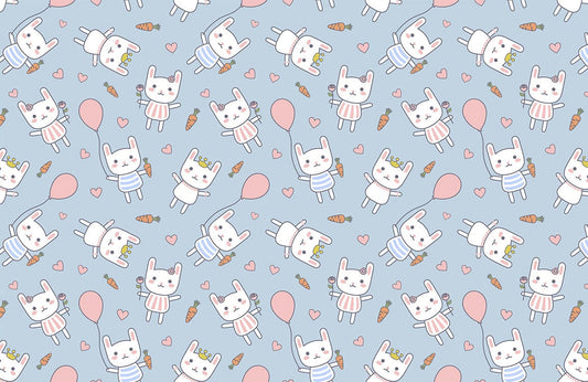 Bunny & Ballons Cartoon Animal Wallpaper Art Design