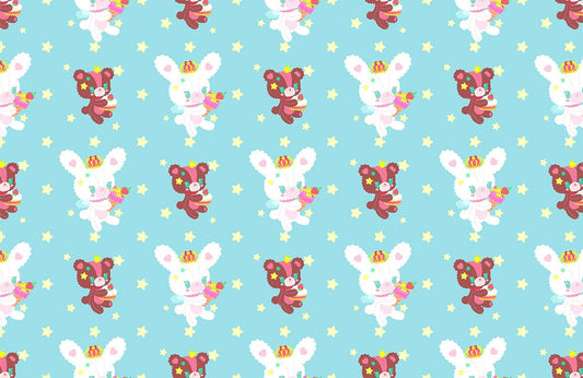 Fresh Green Cartoon Pattern Custom Wallpaper Art Design
