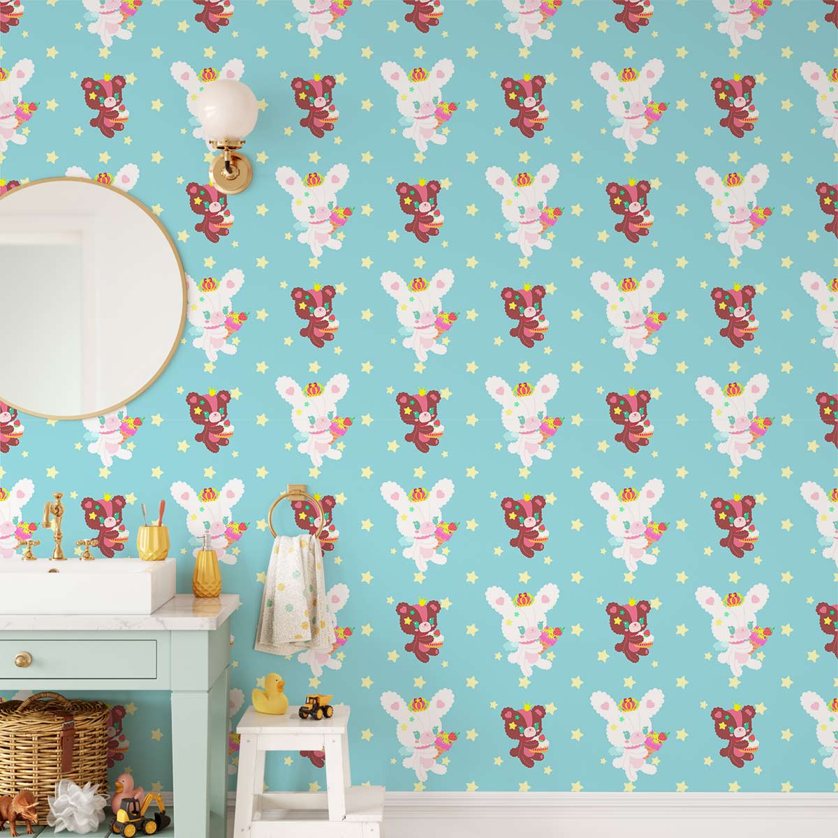 Bunny & Bear Animal Wallpaper Home Interior Decor