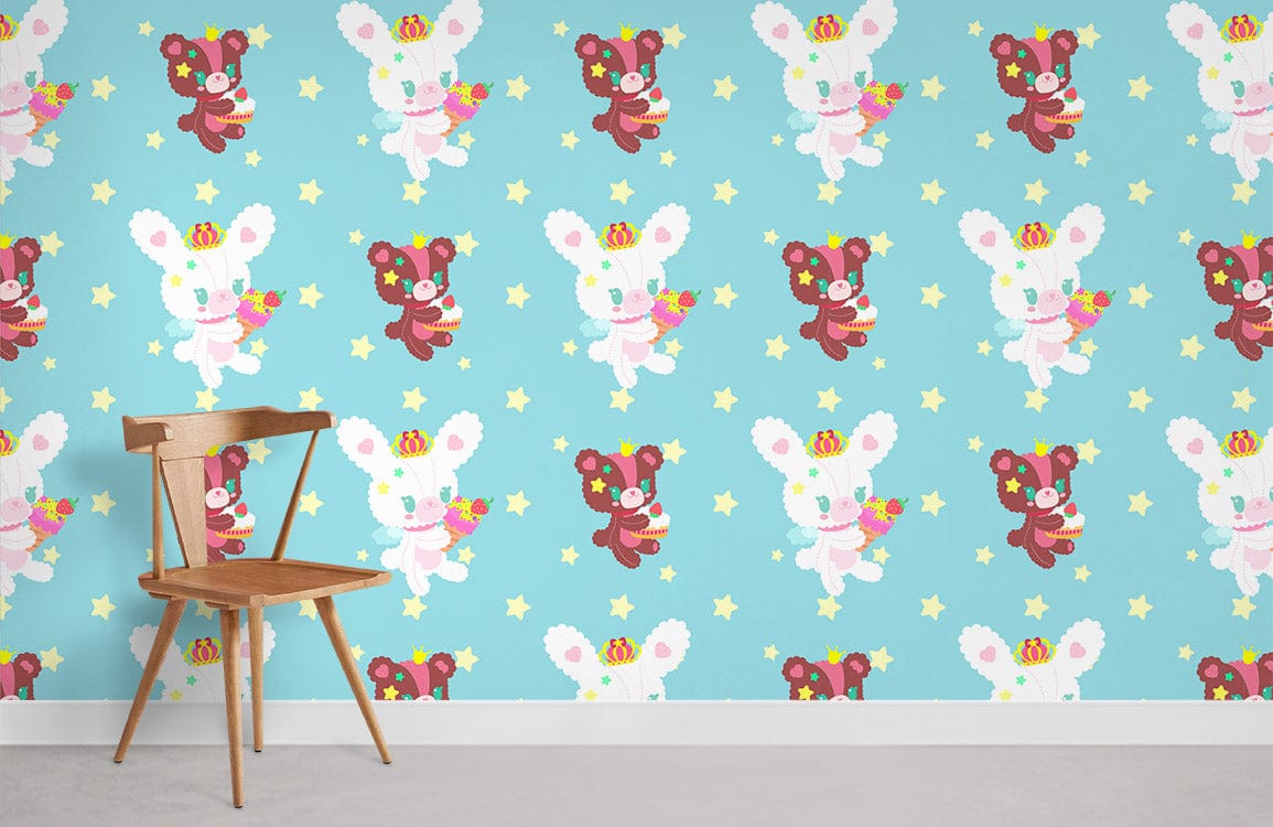 Bunny Cartoon Animal Wallpaper Room Decoration Idea