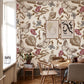 Wallpaper mural featuring butterflies and flowers, perfect for decorating the dining room.