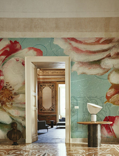 Vintage Floral Blossom Wallpaper in living room