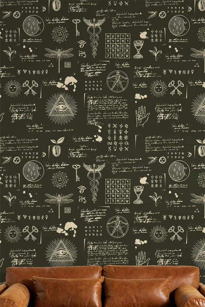 Cabala on Blackboard Cool Pattern Wallpaper Decor