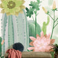 Watercolor Cactus & Flower Wallpaper Mural