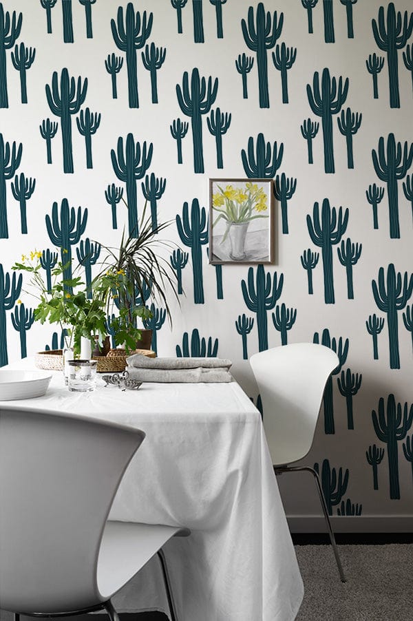 Cactus Green Plant Mural Wallpaper Interior