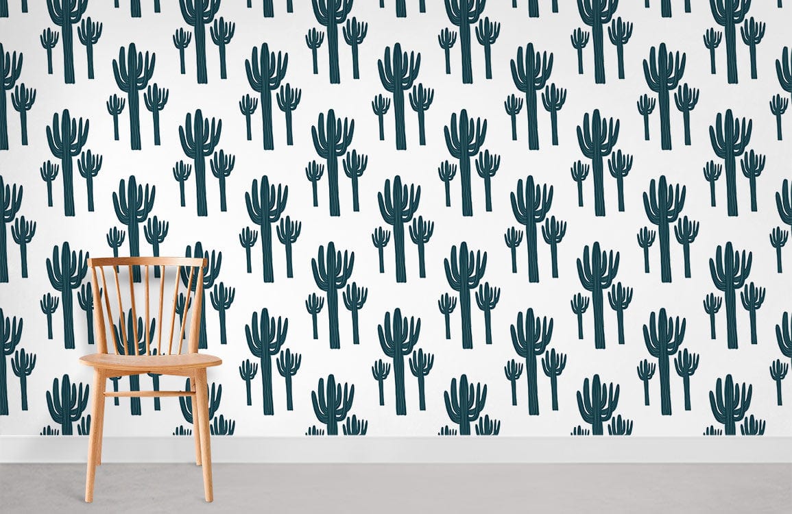 Cactus Pattern Pattern Mural Wallpaper Room Decoration Idea
