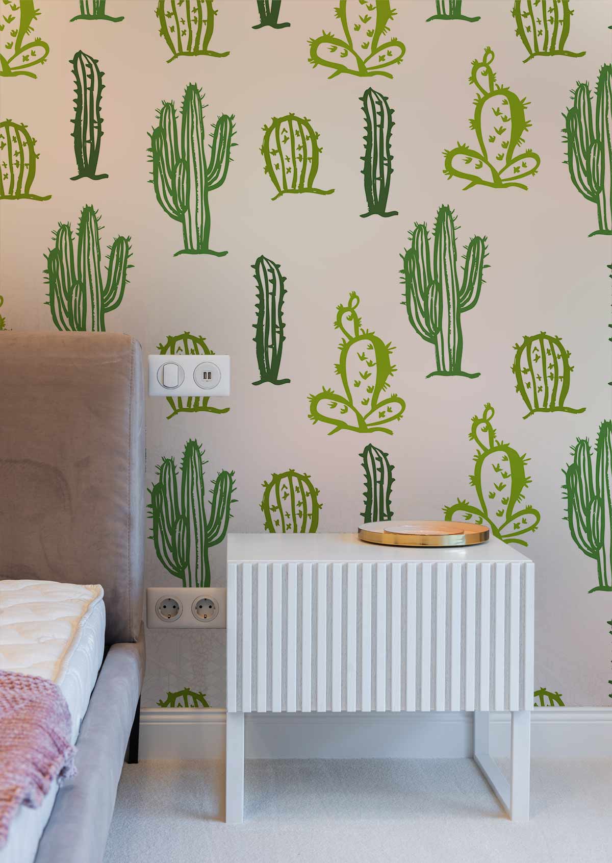 Cactus Pattern Mural Wallpaper Custom Design