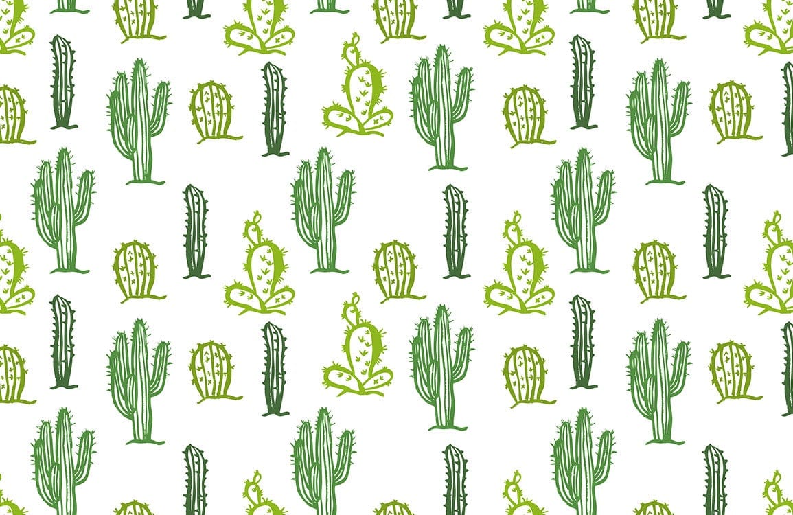 Cactus Pattern Green Mural Home Decor