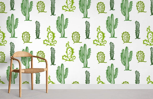 Cactus Pattern Plant Wallpaper Room