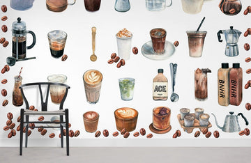Vintage Coffee Shop Mural Wallpaper